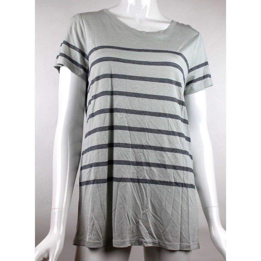 Vince Gray Striped Short Sleeve Knit Top Small